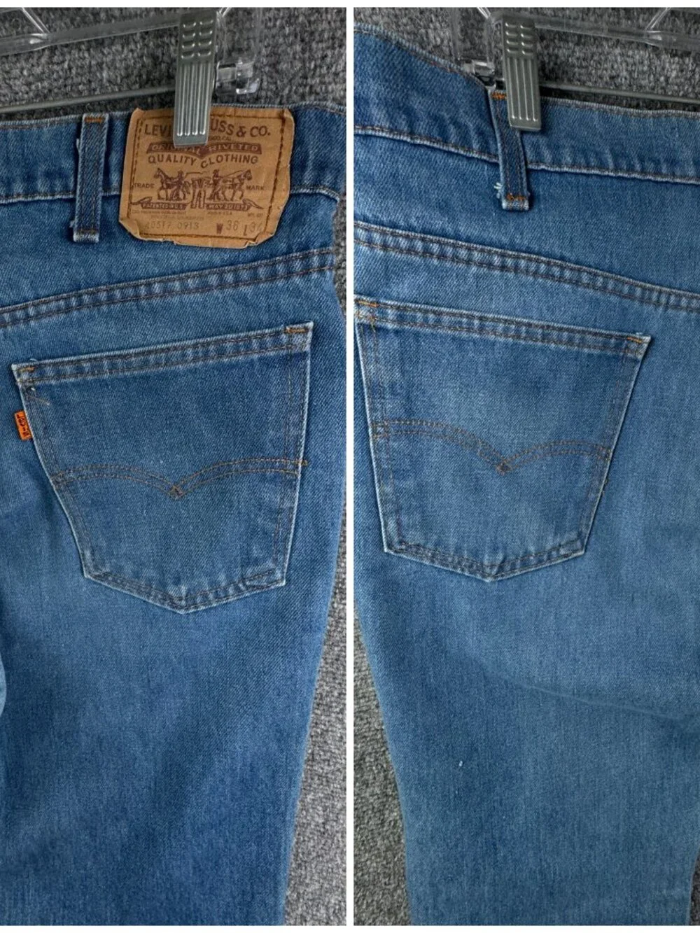 VTG Levi’s 40517 0913 Orange Tab Denim Jeans Blue USA Made Cotton ACTL 35x34